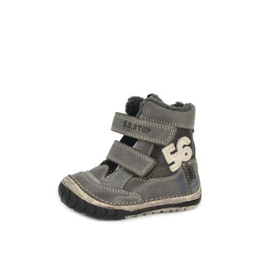   D.D. Step kisfiú téli bőrbakancs, szürke-fekete fehér 56-os számmal, 20-as (029-60e) - AKCIÓS