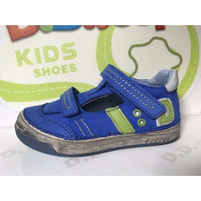  D.D. Step nagyfiú tavaszi/nyári bőr szandálcipő, kék, zöld "D" betűs, 31,33,36 (040-414b) - AKCIÓS