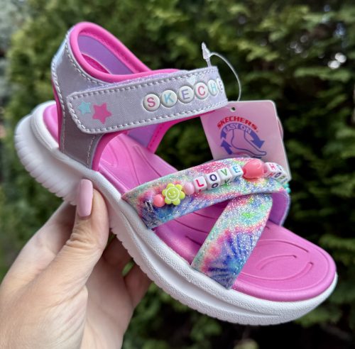 SKECHERS lány pillekönnyű  gyöngyös tépőzáras lila szandál, 28-35 ! ÚJ KOLLEKCIÓ! 