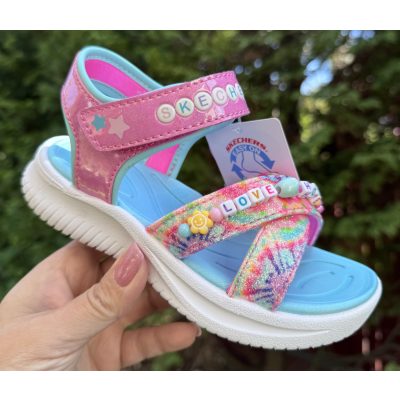   SKECHERS lány pillekönnyű  gyöngyös tépőzáras rózsaszín szandál, 35-ös ! ÚJ KOLLEKCIÓ! 