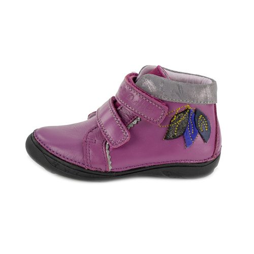 D.D. Step lány félmagas szárú lila bőrcipő levelekkel az oldalán, 25-ös (046-608b) - AKCIÓS