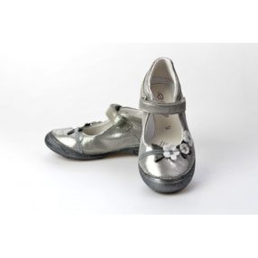   D.D. Step lány szandálcipő/balerina ezüst, virágos, 25-ös (046-612m) - AKCIÓS!KESKENYEBB FAZON!!!