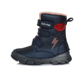   D.D. Step lány téli TEX-es, bélelt sötétkék bőrbakancs, 25-ös (W056-520Am) - AKCIÓS
