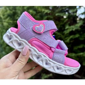   SKECHERS lány pillekönnyű VILLOGÓS heart light tépőzáras lila szandál, 27-34 ! ÚJ KOLLEKCIÓ! 