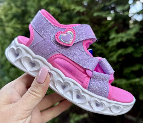 SKECHERS lány pillekönnyű VILLOGÓS heart light tépőzáras lila szandál, 27-34 ! ÚJ KOLLEKCIÓ! 