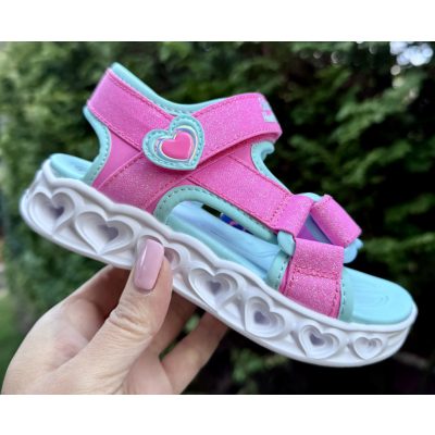   SKECHERS lány pillekönnyű VILLOGÓS heart light tépőzáras rózsaszín szandál, 30,32,34 ! ÚJ KOLLEKCIÓ! 