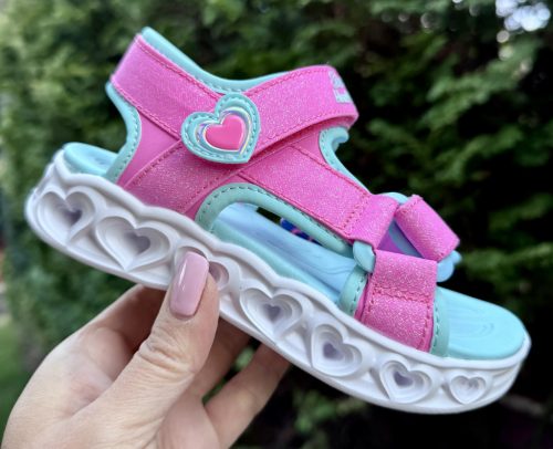SKECHERS lány pillekönnyű VILLOGÓS heart light tépőzáras rózsaszín szandál, 27-35 ! ÚJ KOLLEKCIÓ! 