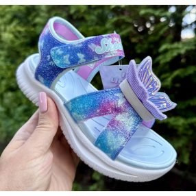   SKECHERS lány pillekönnyű VILLOGÓS pillangós tépőzáras lila szandál, 27-33 ! ÚJ KOLLEKCIÓ! 