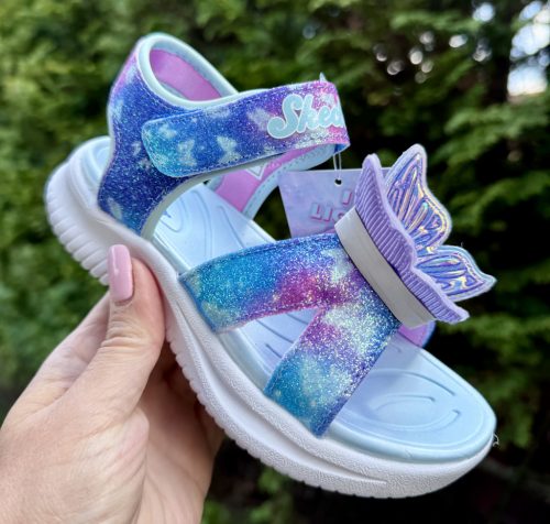 SKECHERS lány pillekönnyű VILLOGÓS pillangós tépőzáras lila szandál, 27-33 ! ÚJ KOLLEKCIÓ! 