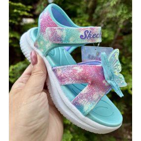   SKECHERS lány pillekönnyű VILLOGÓS pillangós tépőzáras szandál, 33-as! ÚJ KOLLEKCIÓ! 