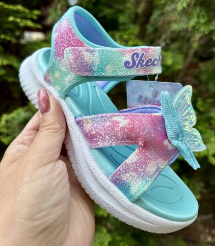 SKECHERS lány pillekönnyű VILLOGÓS pillangós tépőzáras szandál, 29,33! ÚJ KOLLEKCIÓ! 