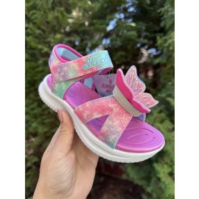   SKECHERS lány pillekönnyű VILLOGÓS pillangós tépőzáras rózsaszín szandál, 27-33 ! ÚJ KOLLEKCIÓ! 