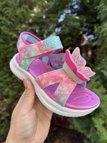SKECHERS lány pillekönnyű VILLOGÓS pillangós tépőzáras rózsaszín szandál, 27-33 ! ÚJ KOLLEKCIÓ! 