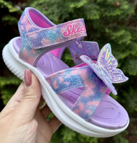 SKECHERS lány pillekönnyű VILLOGÓS pillangós tépőzáras lila szandál, 27-33 ! ÚJ KOLLEKCIÓ! 