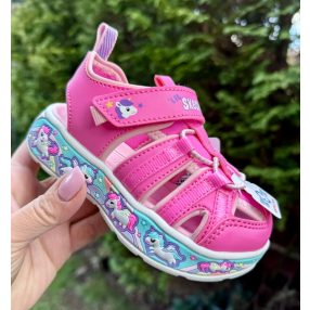   SKECHERS lány pillekönnyű, zárt orrú pink, unikornios szandál, 23-26 ! ÚJ KOLLEKCIÓ! 