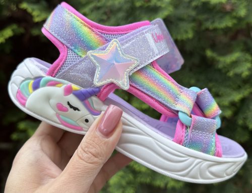 SKECHERS lány pillekönnyű, VILLOGÓ talpú unikornisos szandál, 29-es ! ÚJ KOLLEKCIÓ! 