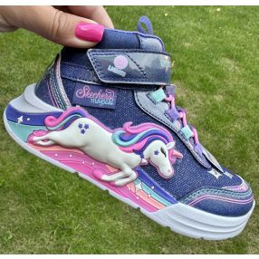   SKECHERS lány pillekönnyű villogós unikornisos magasszárú cipő! 28-as