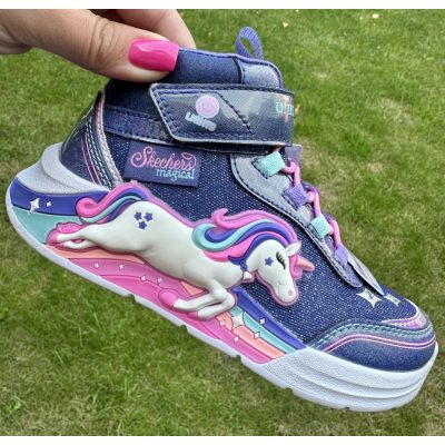   SKECHERS lány pillekönnyű villogós unikornisos magasszárú cipő! 28; 32