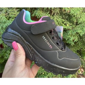   SKECHERS lány pillekönnyű UNO Lite fekete őszi sportcipő! Memóriahabos talpbetéttel! 27-29,31,32