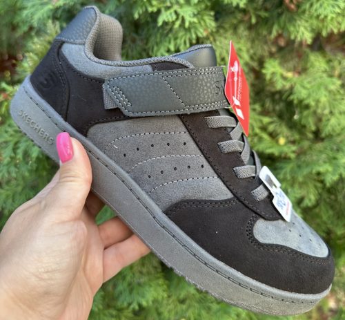 SKECHERS fiú gumifűzős/tépőzáras szürke-fekete sneaker! 31-37 ! Új kollekció! 