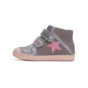   D.D. Step lány átmeneti TEX-ES félmagasszárú bőrcipő, szürke csillagos, 25,29,30 (a049-42271cm) AKCIÓS!