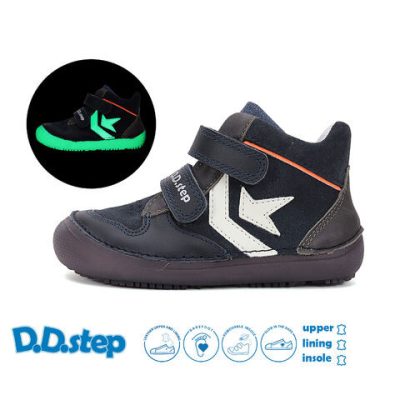   D.D. Step fiú átmeneti tex-es BAREFOOT, FLUORESZKÁLÓS magasszárú bőrcipő, 25,29,30 ! (a063-52159bm) AKCIÓS!