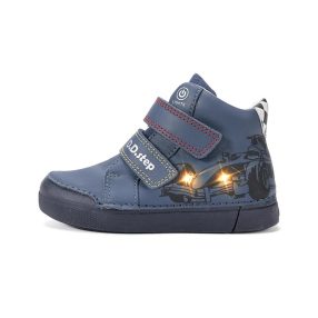   D.D. Step fiú átmeneti tex-es magasszárú LED-ES kék bőrcipő, 25-30 ! (A068-62454AM) ÚJ KOLLEKCIÓ!