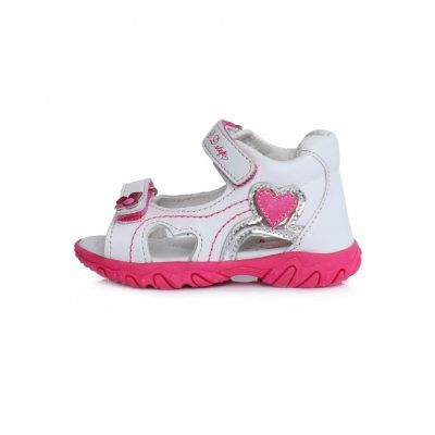   D.D. Step kislány bőrszandál fehér,szíves, 22-es (AC625-791) -  (KISEBB MÉRETEZÉS)!! AKCIÓS
