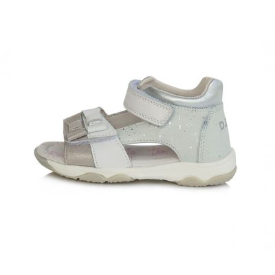   D.D. Step kislány ezüst bőrszandál, 2 tépőzáras, 20-as ,22-es ! KISEBB MÉRETEZÉS!! (AC64-461B) - AKCIÓS!