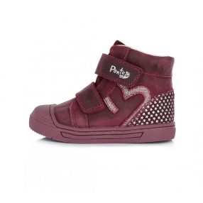   PONTE20 szupinált lány átmeneti TEX-es bőrcipő, bordó, szíves! 33-as! (DA03-1-742A) - AKCIÓS!!