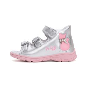   Ponte20 szupinált lány 2 csatos ezüst bőrszandál, 32,33 (DA05-5-1368A) - ÚJ KOLLEKCIÓ