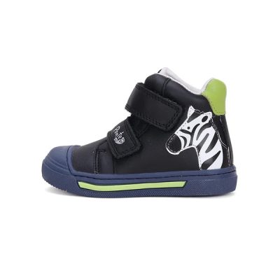   PONTE20 szupinált fiú átmeneti TEX-es bőrcipő,fekete, zebrás! 24,27 (DA06-4-2366A) - AKCIÓS