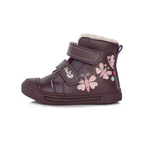   PONTE20 szupinált lány téli, bélelt TEX-es bőrbakancs, bordó, pillangós! 24-es(DA07-3-664) - AKCIÓS!