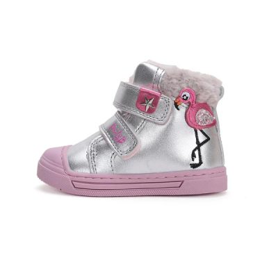   PONTE20 szupinált lány téli, bélelt ezüst TEX-es, flamingós bőrbakancs, ! 22,24 (DA07-4-2232B) - AKCIÓS
