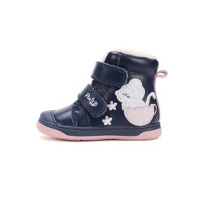   PONTE20 szupinált lány téli, bélelt indigó kék TEX-es egérkés bőrbakancs! 22-24 (DA07-5-2110) - ÚJ KOLLEKCIÓ