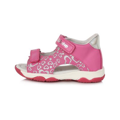   D.D. Step kislány pink bőrszandál, 2 tépőzáras, 20,21,23! KISEBB MÉRETEZÉS!!(G064-314C) - AKCIÓS!!