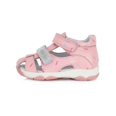   D.D. Step kislány rózsaszín zárt orrú bőrszandál, 2 tépőzáras, 20-as ! (G064-317A) - KISEBB MÉRETEZÉS! AKCIÓS!!