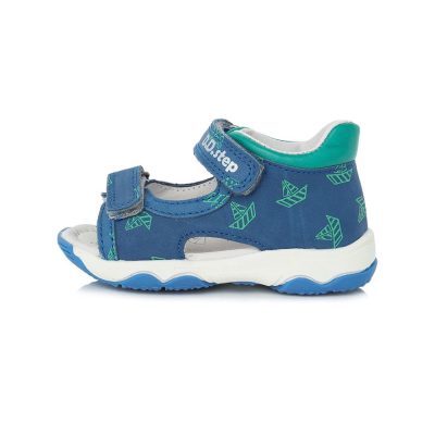   D.D. Step kisfiú bőrszandál, 2 tépőzáras, világoskék, 20-as (g064-322a) AKCIÓS!!