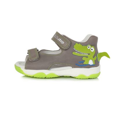   D.D. Step kisfiú bőrszandál, 2 tépőzáras, szürke, krokodilos, 20,21 (G064-361A) AKCIÓS!!