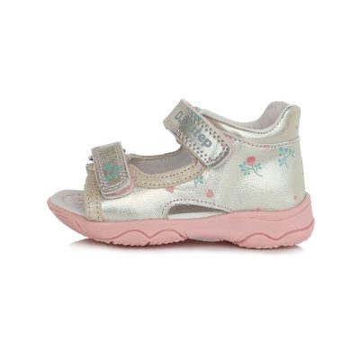   D.D. Step kislány ezüst bőrszandál, 2 tépőzáras, 20-as ! (G064-368A)  KISEBB MÉRETEZÉS!!- ÚJ KOLLEKCIÓ! AKCIÓS!