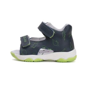   D.D. Step fiú 2 tépőzáras bőrszandál, sötétkék, dínós, 30-as (G064-51586M)- ÚJ KOLLEKCIÓ !