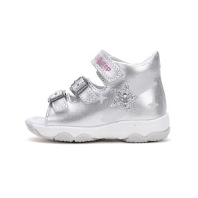   D.D. Step lány csatos bőrszandál, ezüst, 26,30!! (G064-51610AM) - ÚJ KOLLEKCIÓ