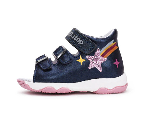 D.D. Step kislány csillagos, csatos bőrszandál, 20-25 ! (G064-51610B) - ÚJ KOLLEKCIÓ!
