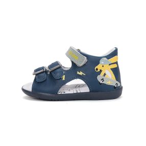   D.D. Step kisfiú bőrszandál, csatos, kutyusos, 23,24,25 (g064-61590) ÚJ KOLLEKCIÓ!