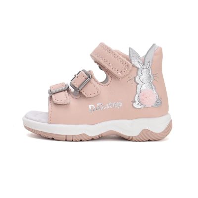   D.D. Step kislány rózsaszín nyuszis csatos bőrszandál, 19-23 ! (G103-51555B) - ÚJ KOLLEKCIÓ!