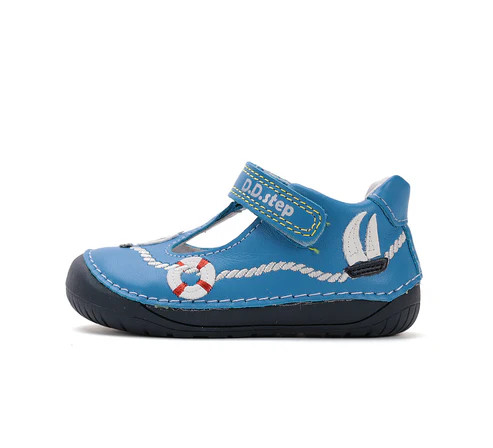 D.D. Step kisfiú világoskék "barefoot"  bőr szandálcipő, 20-25 (H070-51434A) ÚJ KOLLEKCIÓS! 