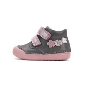   D.D. Step kislány átmeneti tex-es ezüst, virágos bőrcipő! 20,21,! (S066-52737B) AKCIÓS!