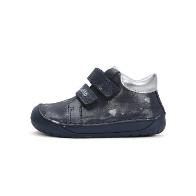   D.D. Step kislány zárt cipő TEX-es, BAREFOOT csillogó kék bőrcipő! 25-ös ! (S070-42189) AKCIÓS!