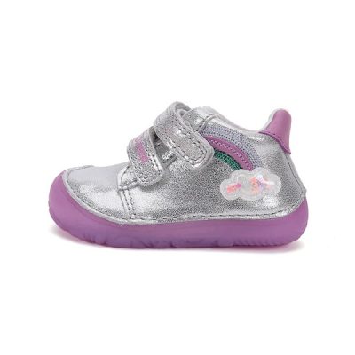   D.D. Step kislány zárt cipő, BAREFOOT csillogó ezüst,felhőcskés! 21-25! (S073-51424) AKCIÓS