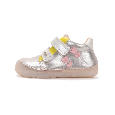   D.D. Step lány átmeneti cipő, csillogó ezüst BAREFOOT cipő, 26-30 (s073-61866am) AKCIÓS!